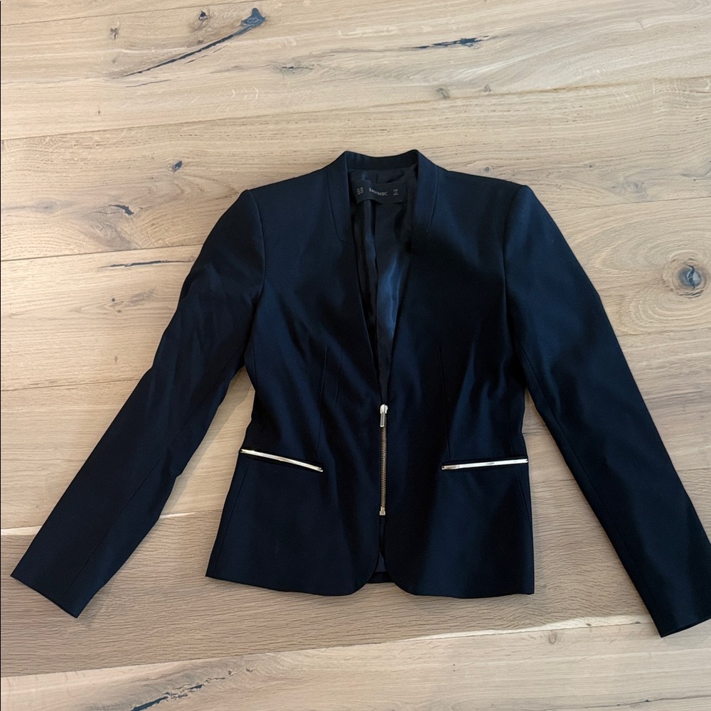 Zara Black Blazer with gold Accents